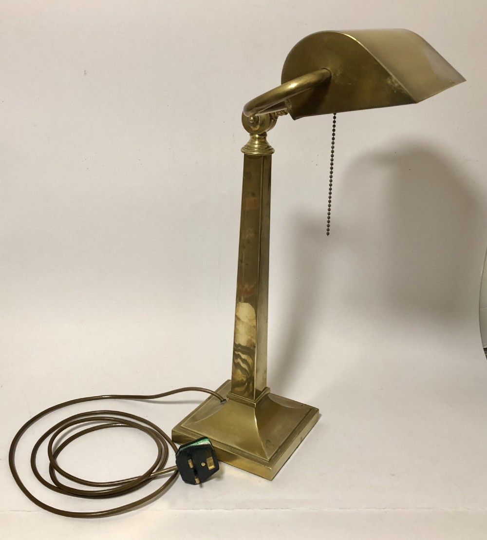 Exceptionally Large Antique Brass Bankers Desk Lamp View XIII