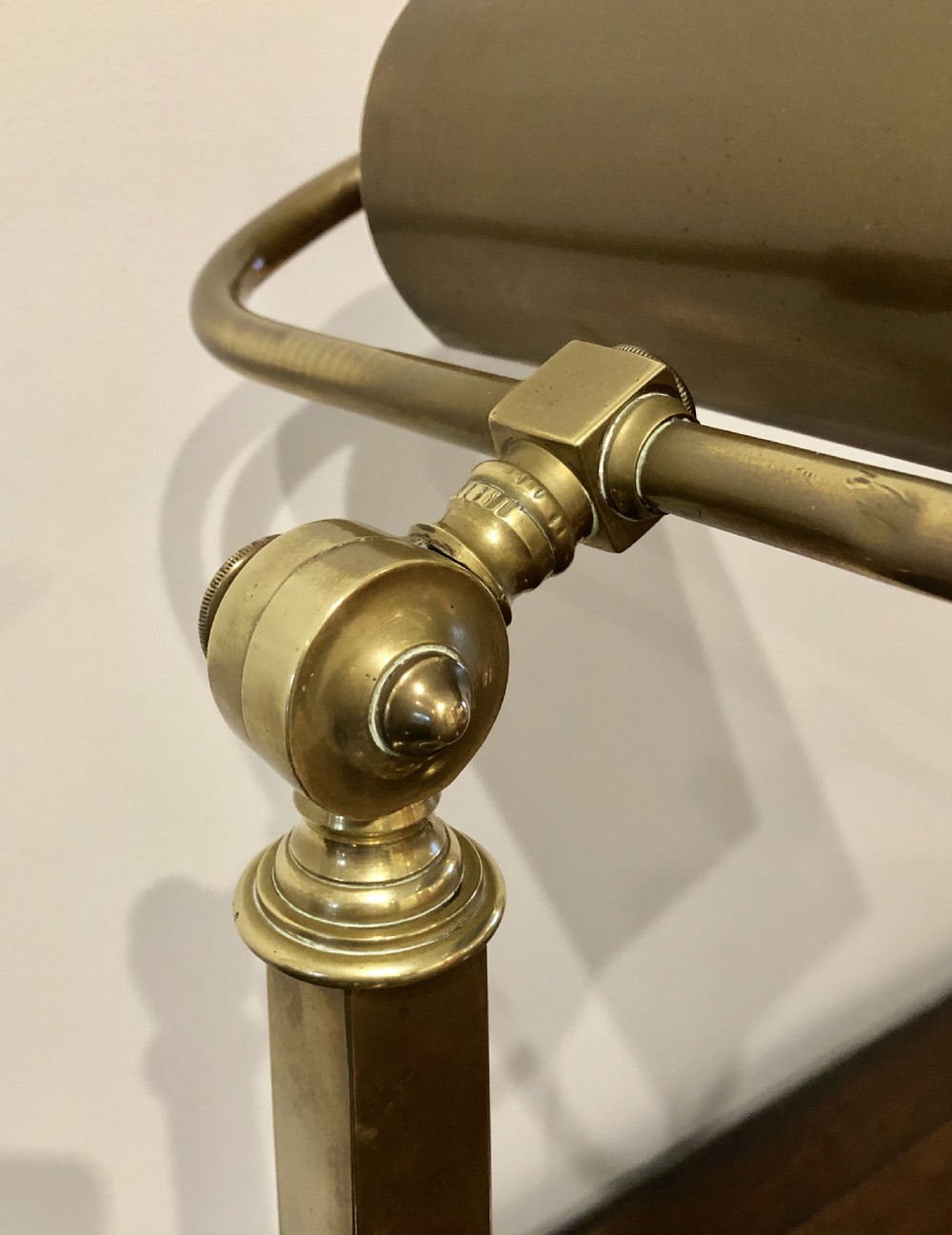 Exceptionally Large Antique Brass Bankers Desk Lamp View XVI
