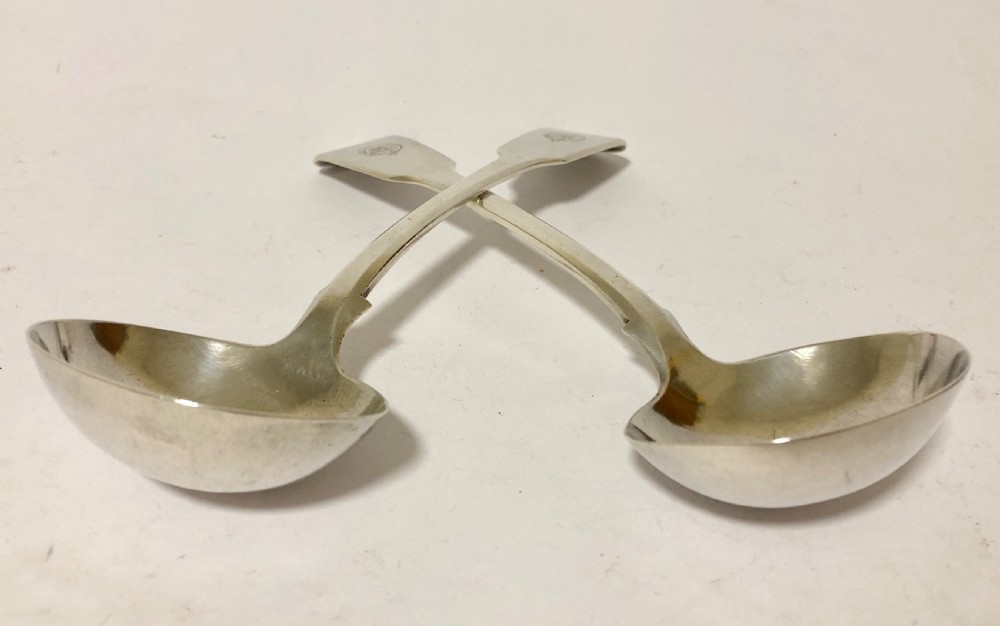 Pair of Antique Victorian 1839 Solid Sterling Silver Ladles View VII