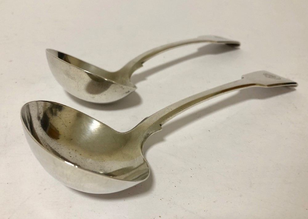 Pair of Antique Victorian 1839 Solid Sterling Silver Ladles View XII