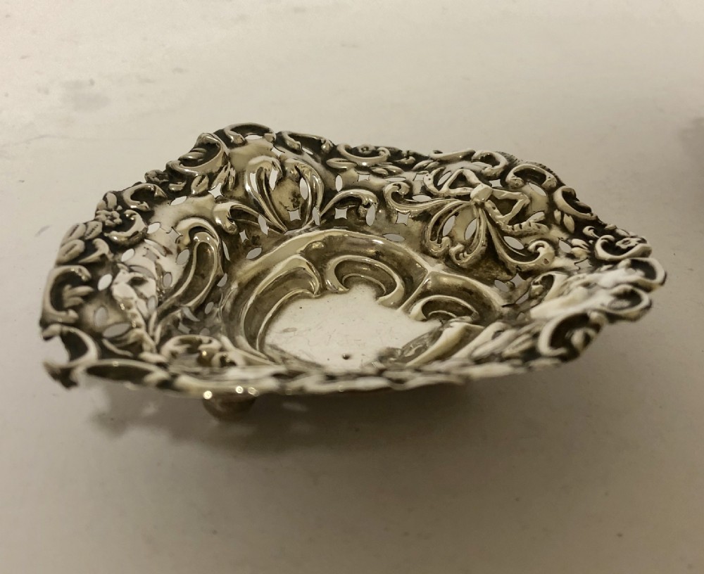 Set of 3 Antique Solid Sterling Silver Bon Bon Dishes Charles Horner View VI