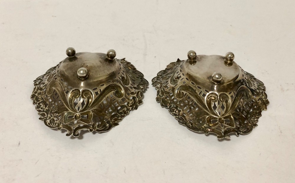 Pair of Antique Solid Silver Bon Bon Dishes 1895 View XI