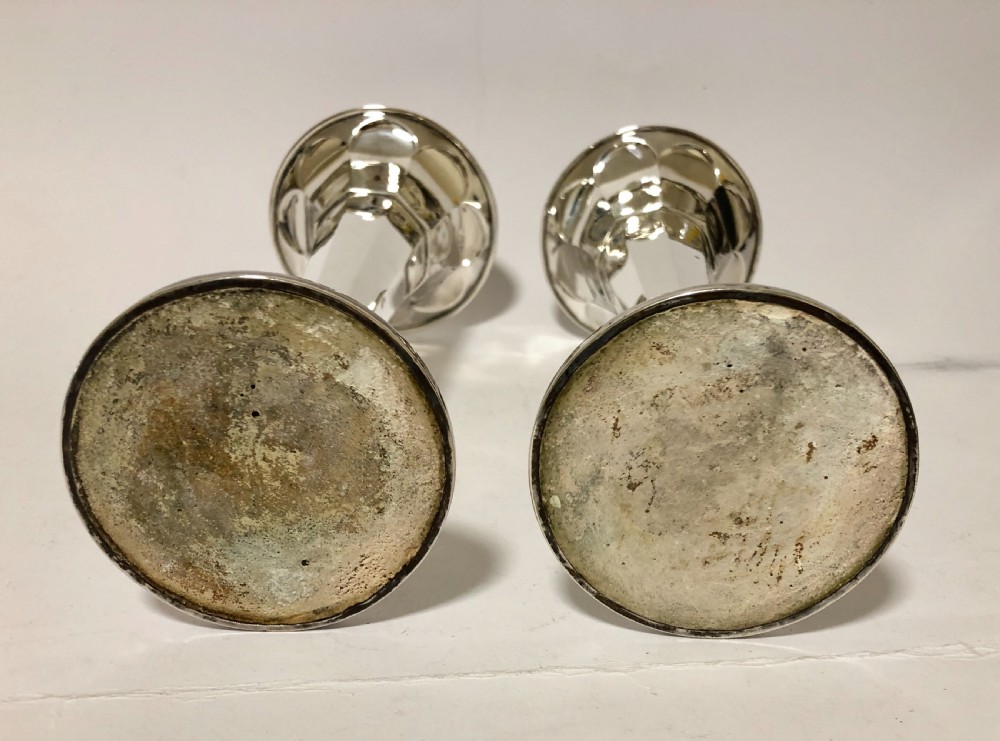 Pair of Antique Solid Sterling Silver Trumpet Vases  View XII