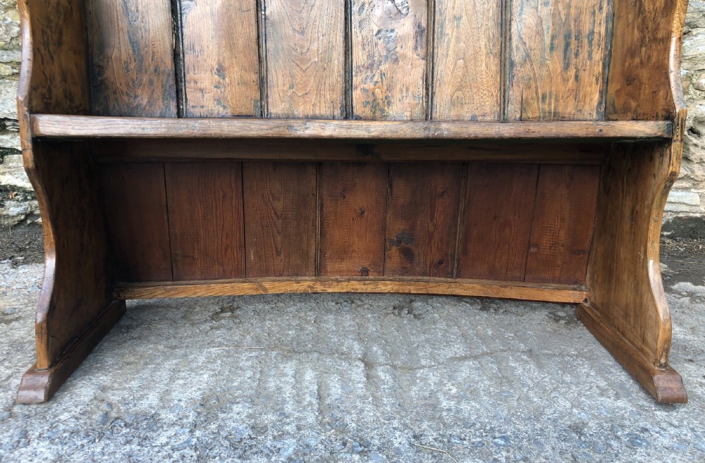 Antique Westcountry Elm Curved Settle View VII