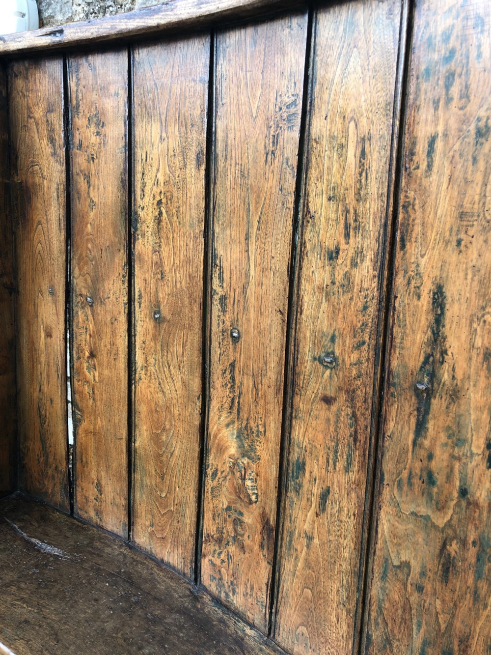 Antique Westcountry Elm Curved Settle View VIII