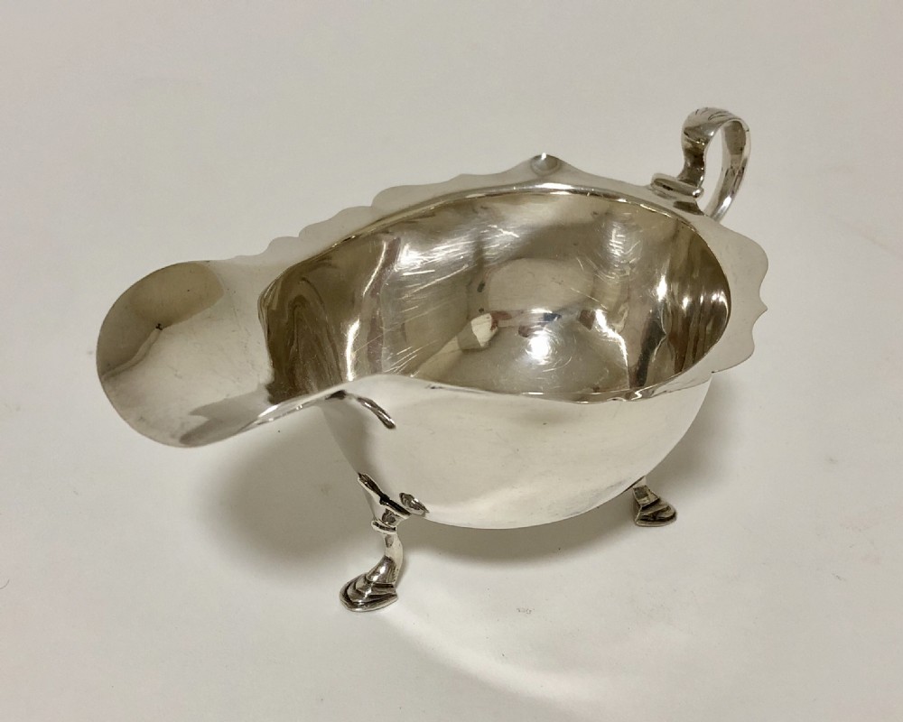 Antique Solid Sterling Silver Sauce Boat View VIII