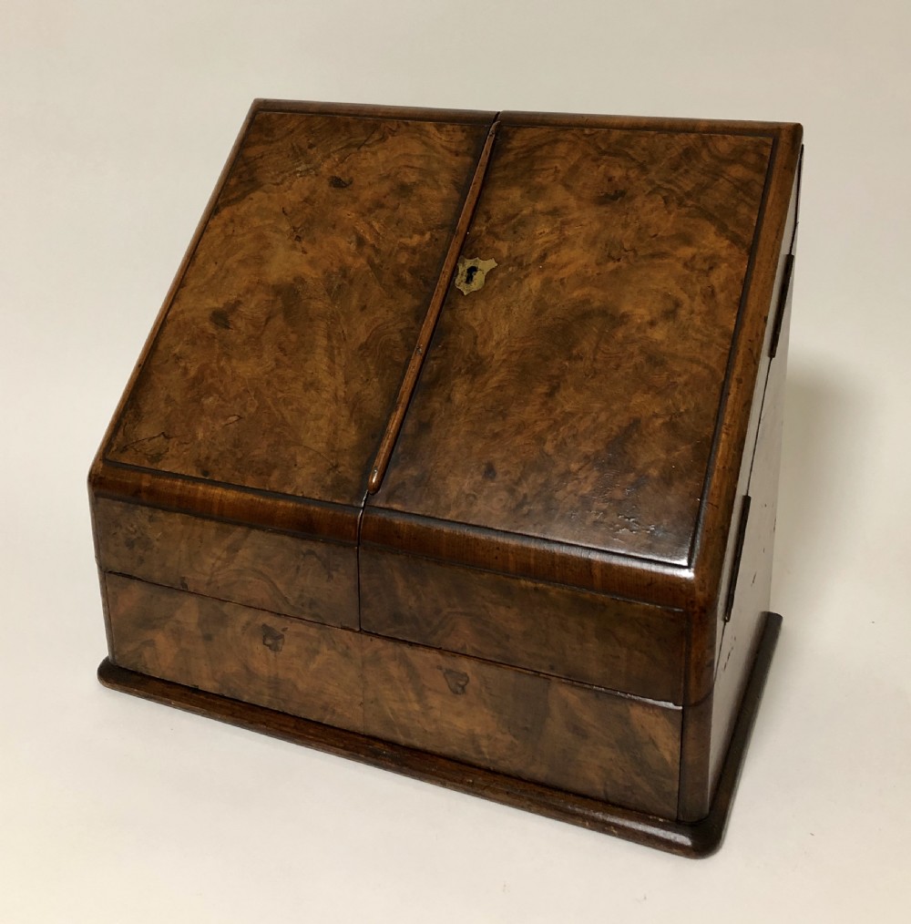 Antique Victorian Walnut Desktop Stationery Cabinet View II