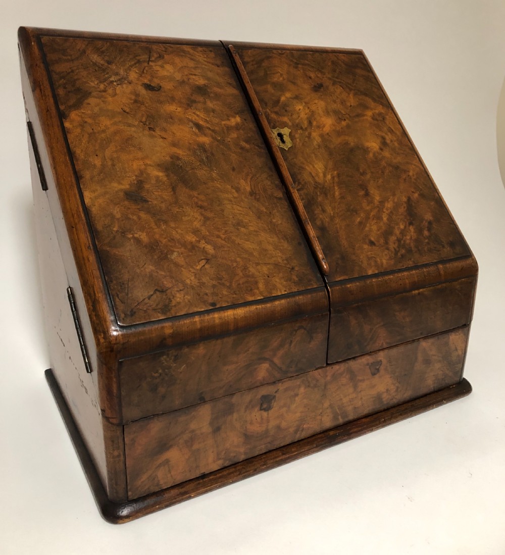 Antique Victorian Walnut Desktop Stationery Cabinet View III
