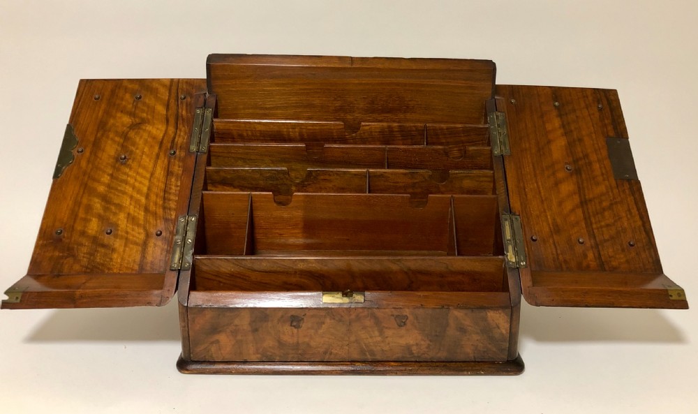 Antique Victorian Walnut Desktop Stationery Cabinet View IV