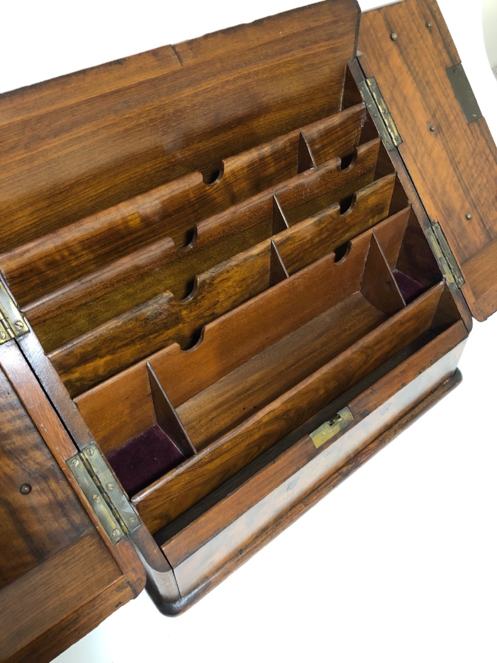Antique Victorian Walnut Desktop Stationery Cabinet View V