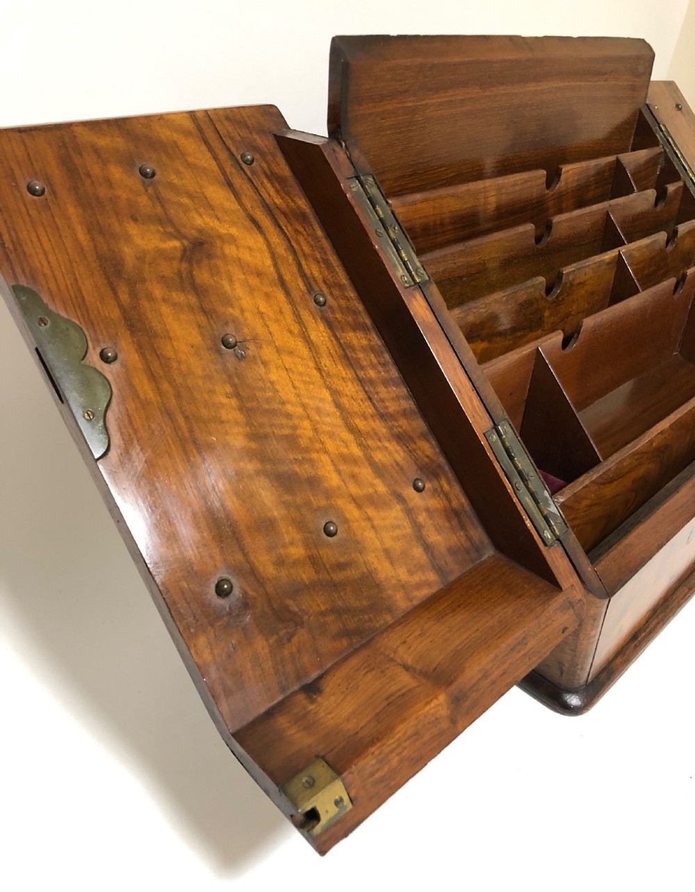 Antique Victorian Walnut Desktop Stationery Cabinet View VI
