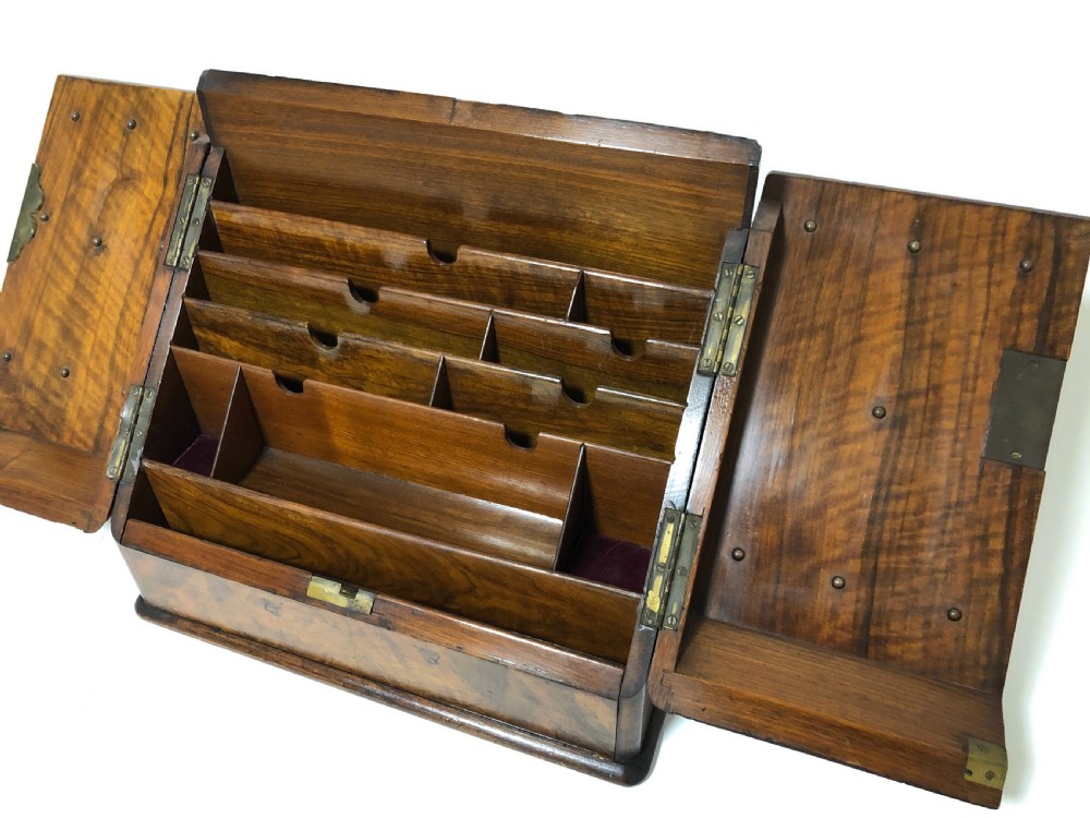 Antique Victorian Walnut Desktop Stationery Cabinet View VIII