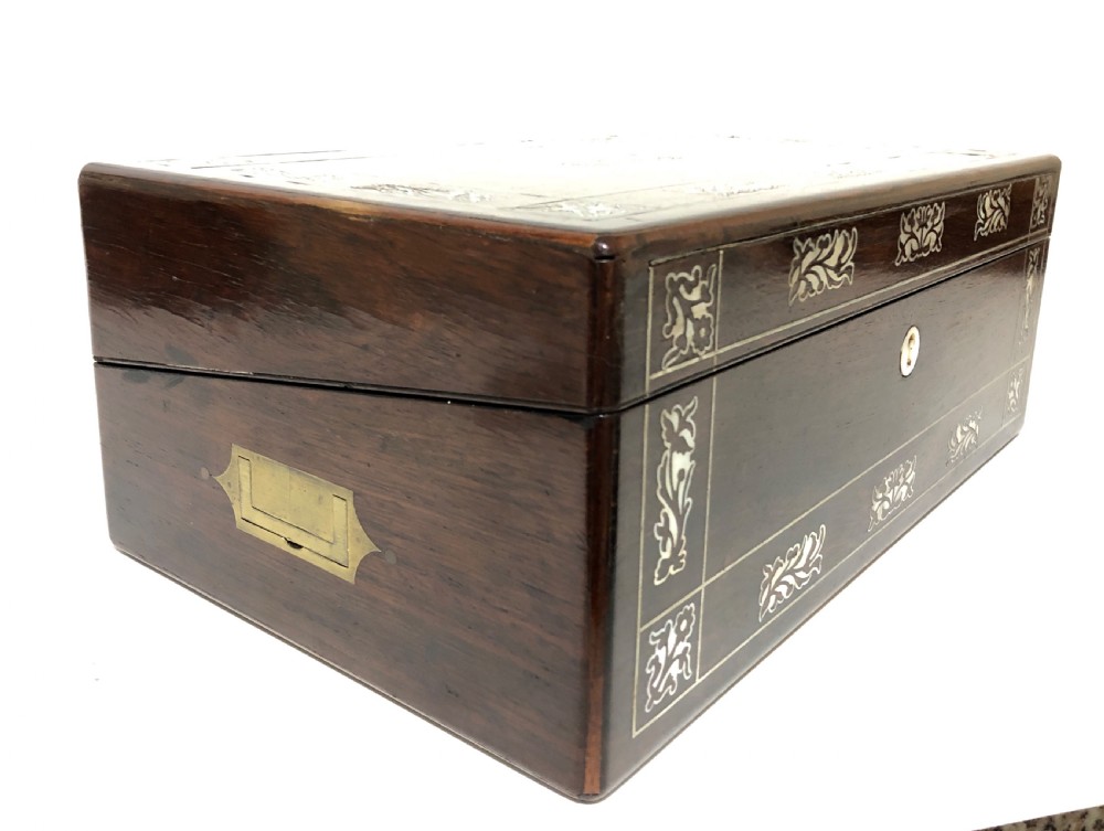 Antique Rosewood and Mother of Pearl Writing Slope Box View III
