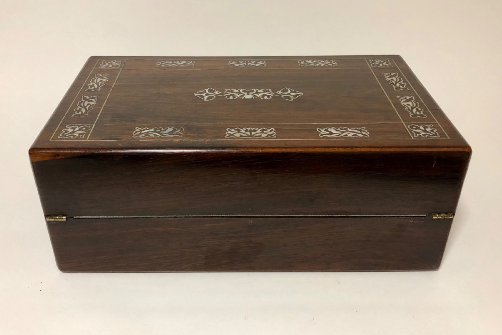 Antique Rosewood and Mother of Pearl Writing Slope Box View IV