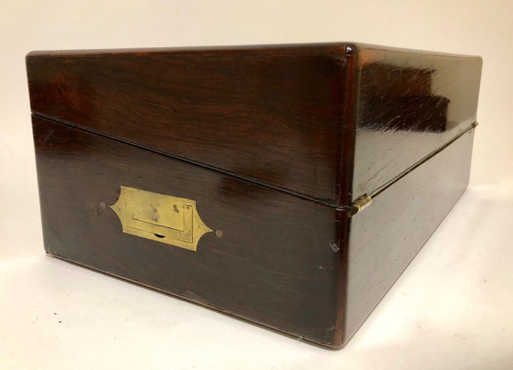 Antique Rosewood and Mother of Pearl Writing Slope Box View V