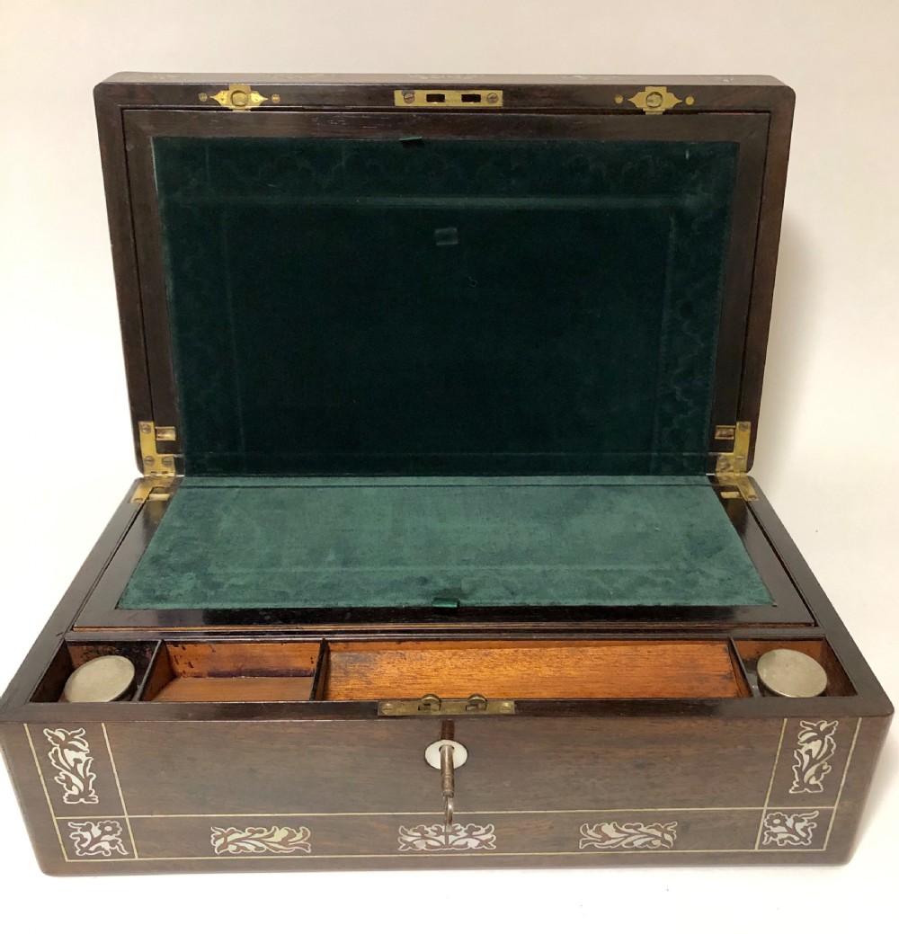Antique Rosewood and Mother of Pearl Writing Slope Box View XII