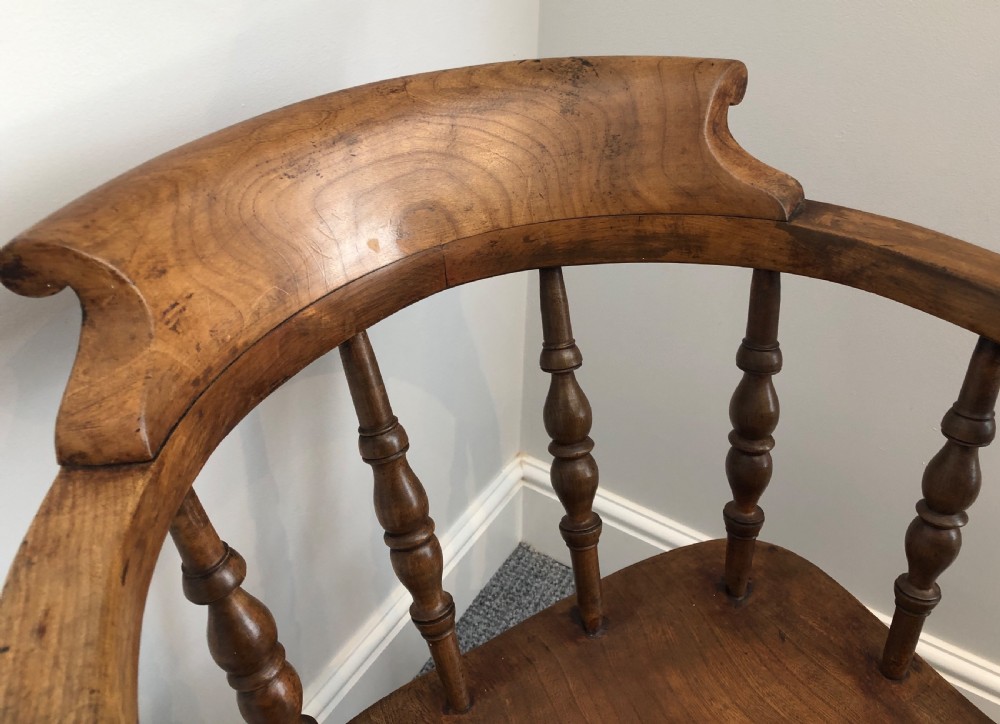 Antique Elm and Beech Smokers Bow Captains Chair View V
