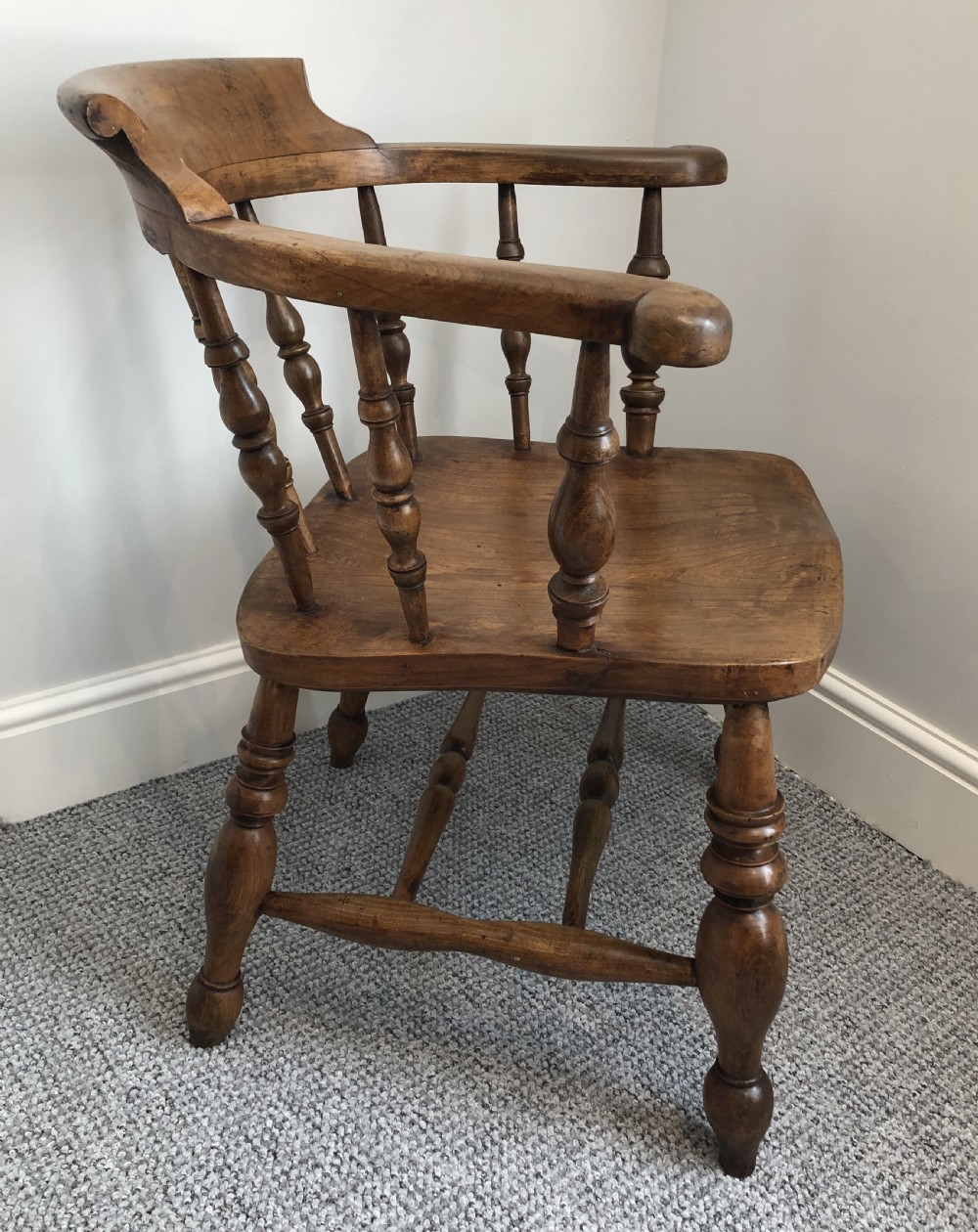 Antique Elm and Beech Smokers Bow Captains Chair View VIII