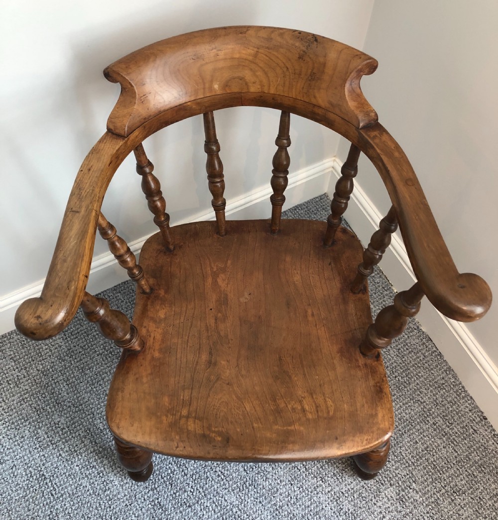 Antique Elm and Beech Smokers Bow Captains Chair View IX
