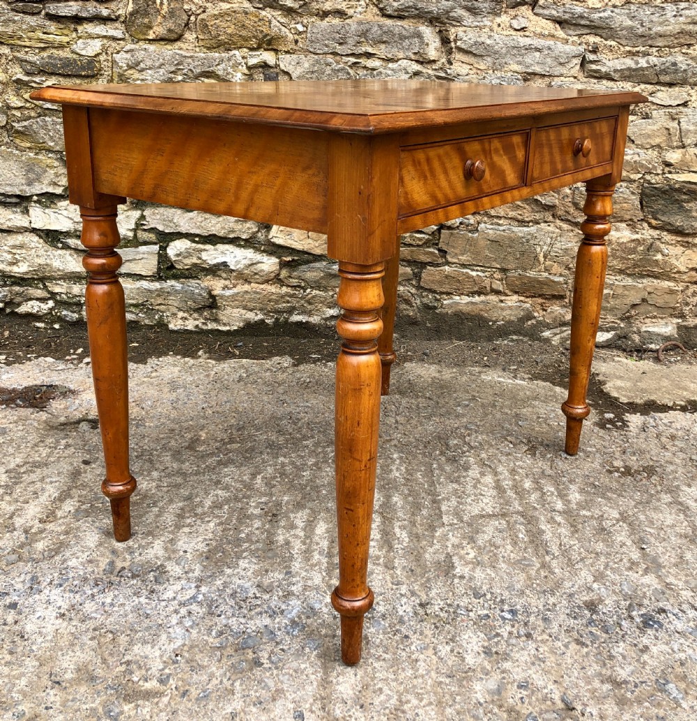 Victorian Satinwood Two Drawer Side Table  View X