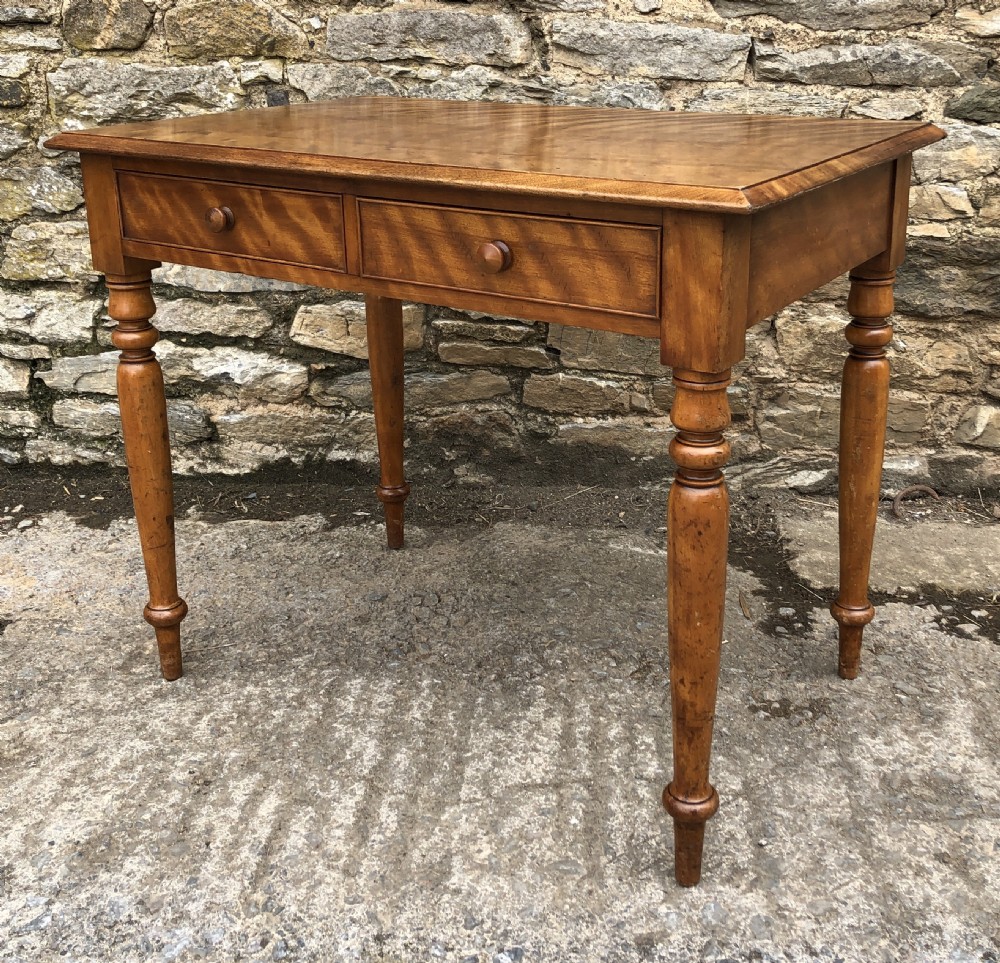 Victorian Satinwood Two Drawer Side Table  View XII