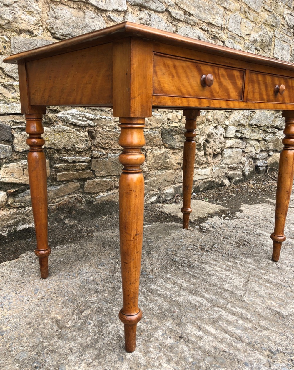 Victorian Satinwood Two Drawer Side Table  View XVII