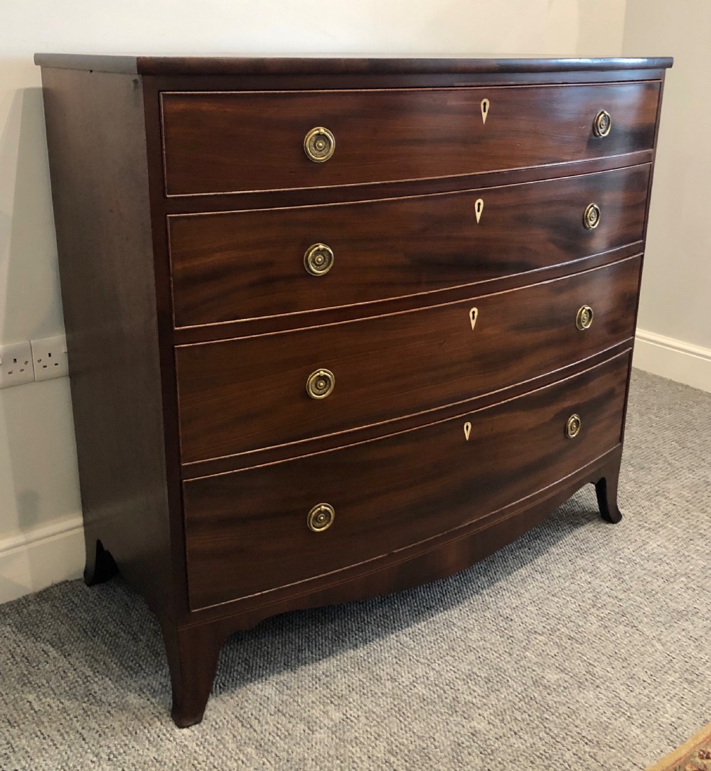 Antique Georgian Regency Mahogany Bow Front Chest of Drawers View III