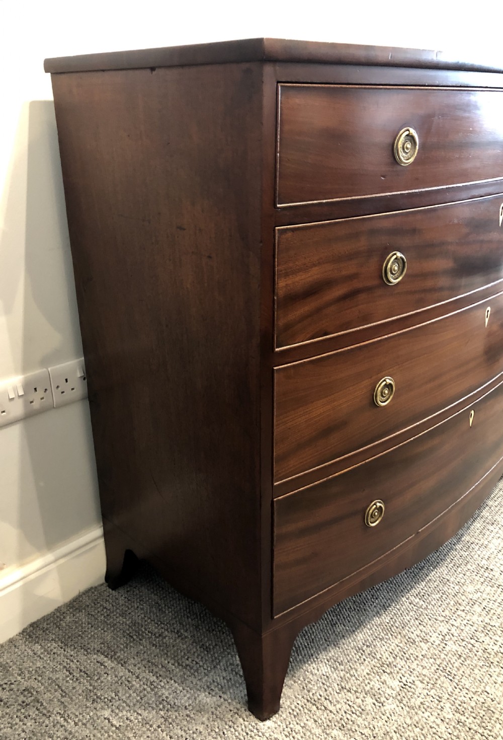 Antique Georgian Regency Mahogany Bow Front Chest of Drawers View IV