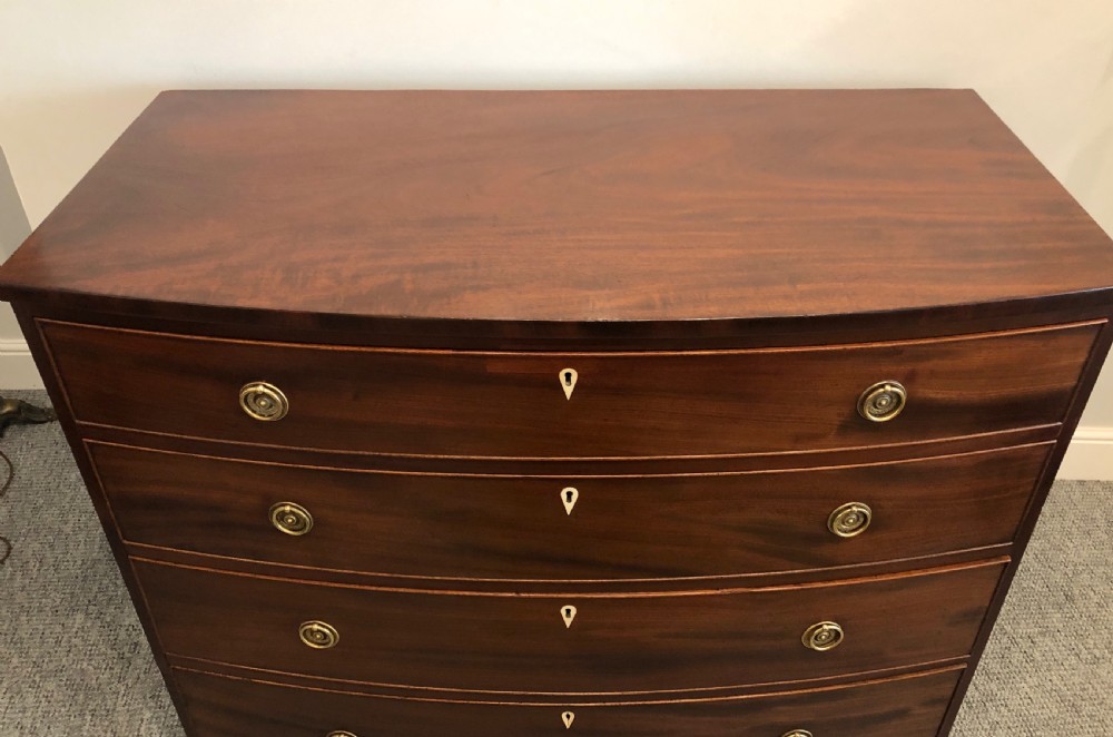 Antique Georgian Regency Mahogany Bow Front Chest of Drawers View VI