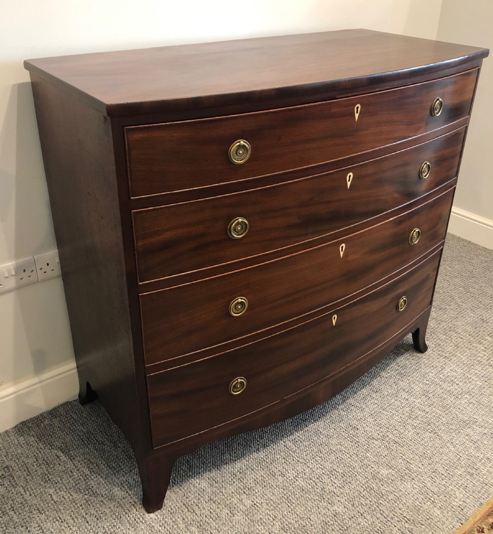 Antique Georgian Regency Mahogany Bow Front Chest of Drawers View XI