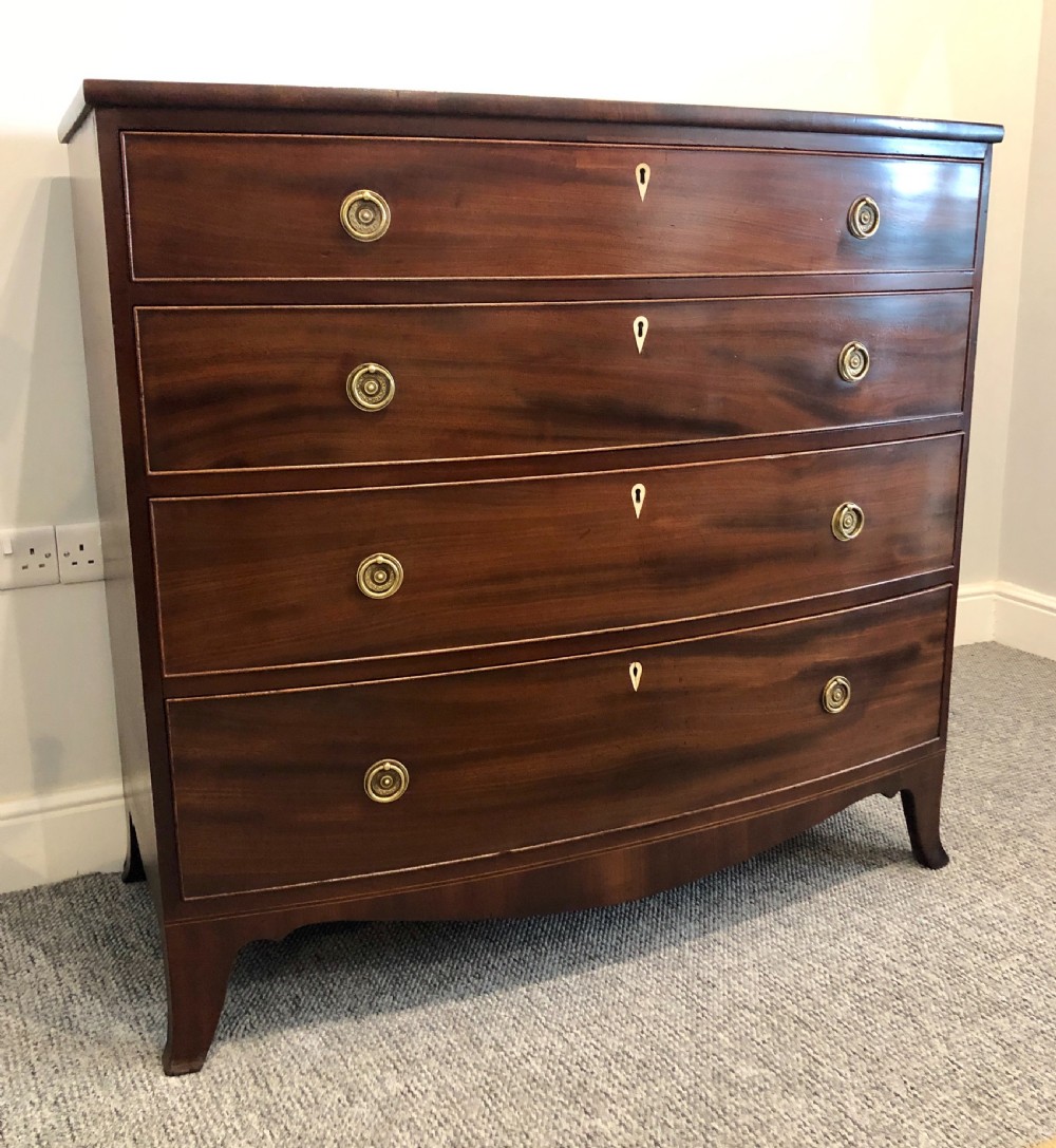 Antique Georgian Regency Mahogany Bow Front Chest of Drawers View XII