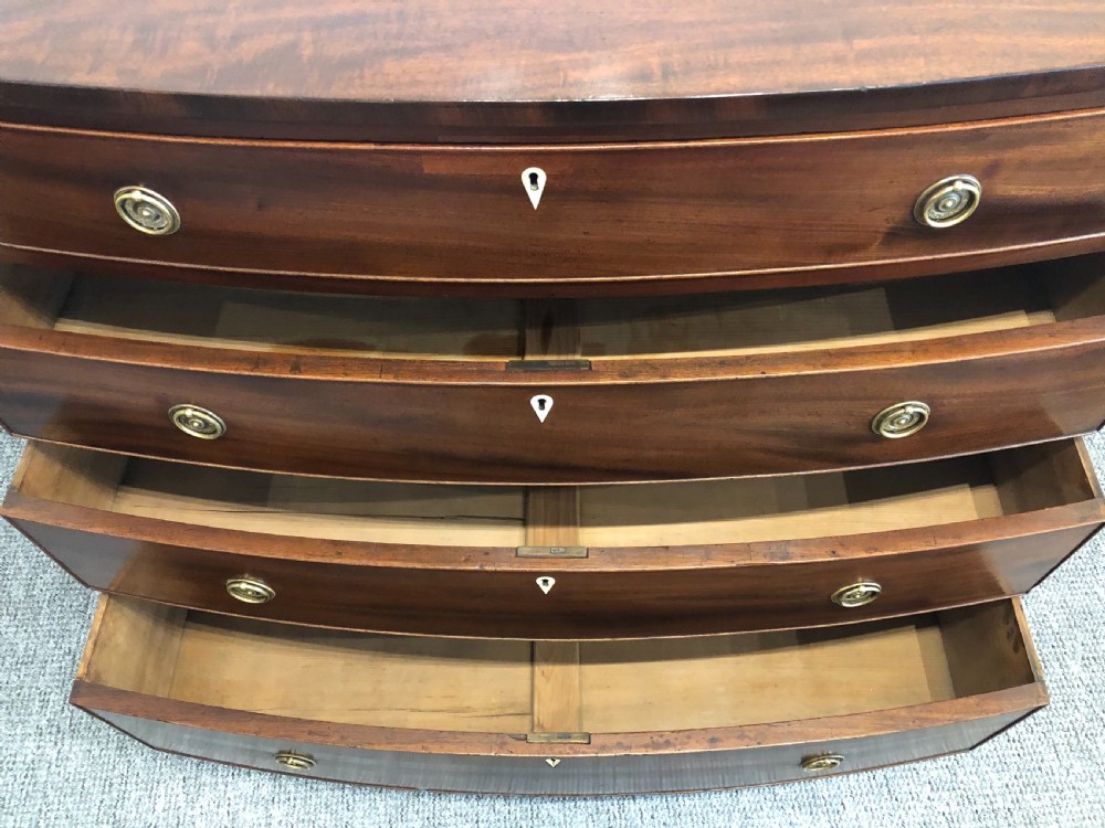 Antique Georgian Regency Mahogany Bow Front Chest of Drawers View XIII