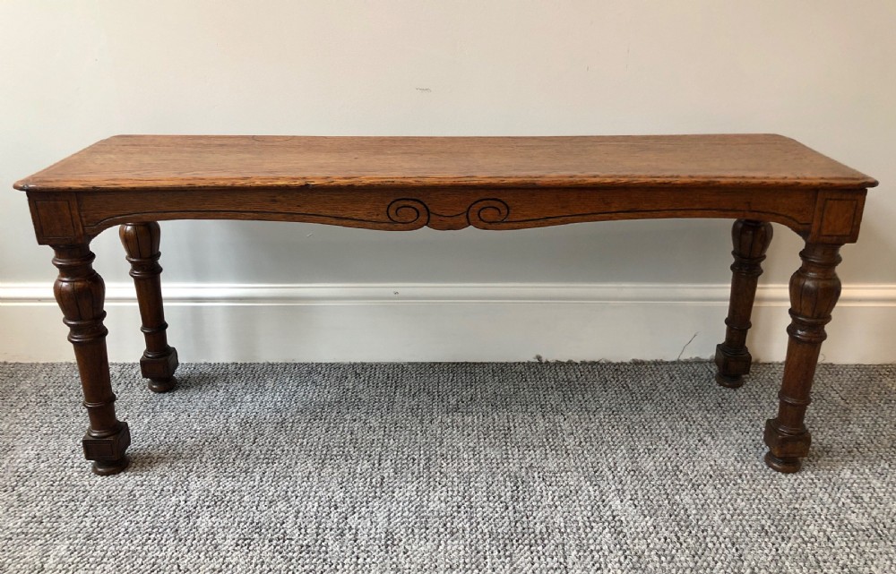 Antique Victorian Oak Hall Bench View II