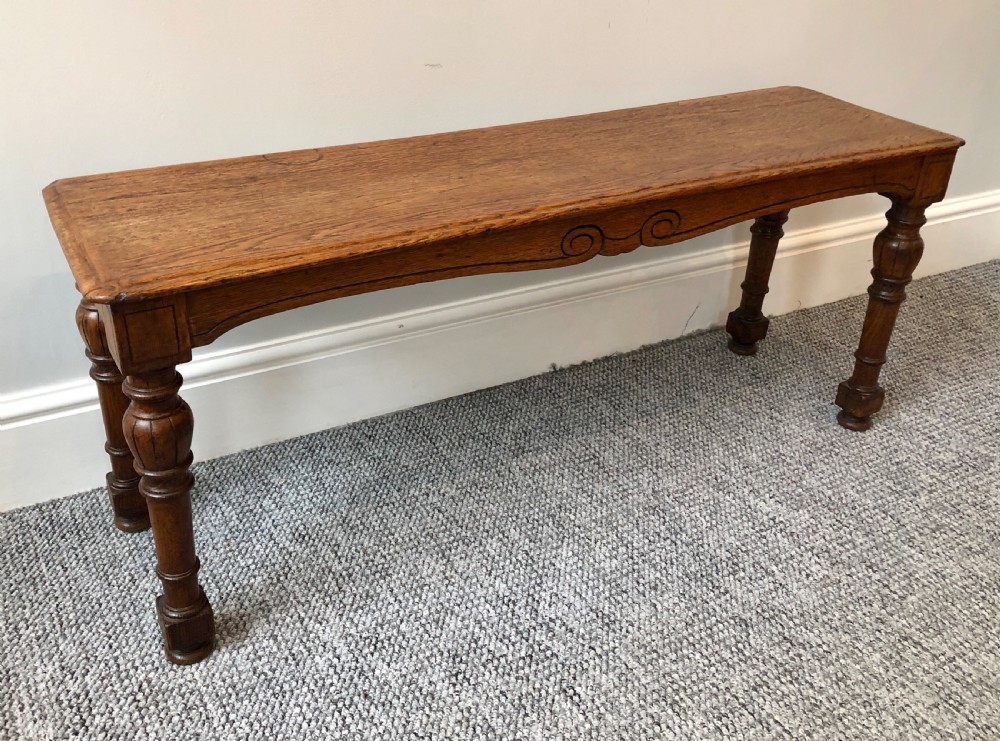 Antique Victorian Oak Hall Bench View III