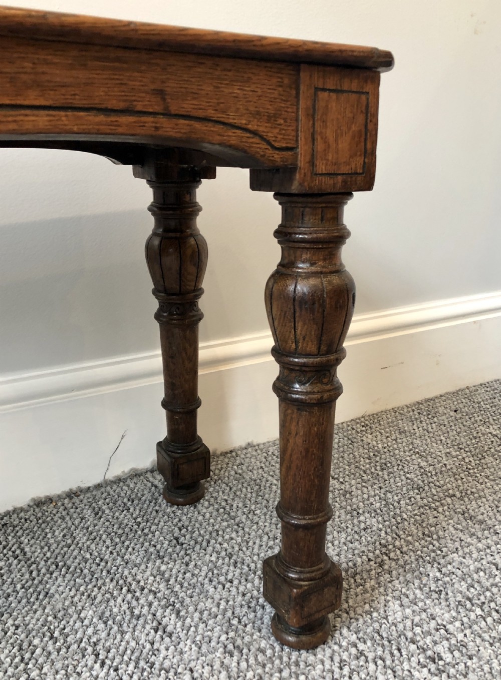 Antique Victorian Oak Hall Bench View VI