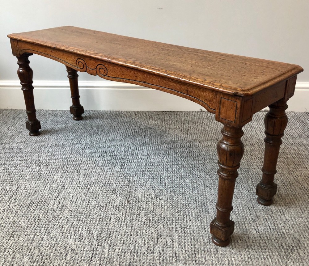 Antique Victorian Oak Hall Bench View VIII