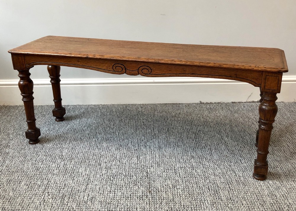 Antique Victorian Oak Hall Bench View IX