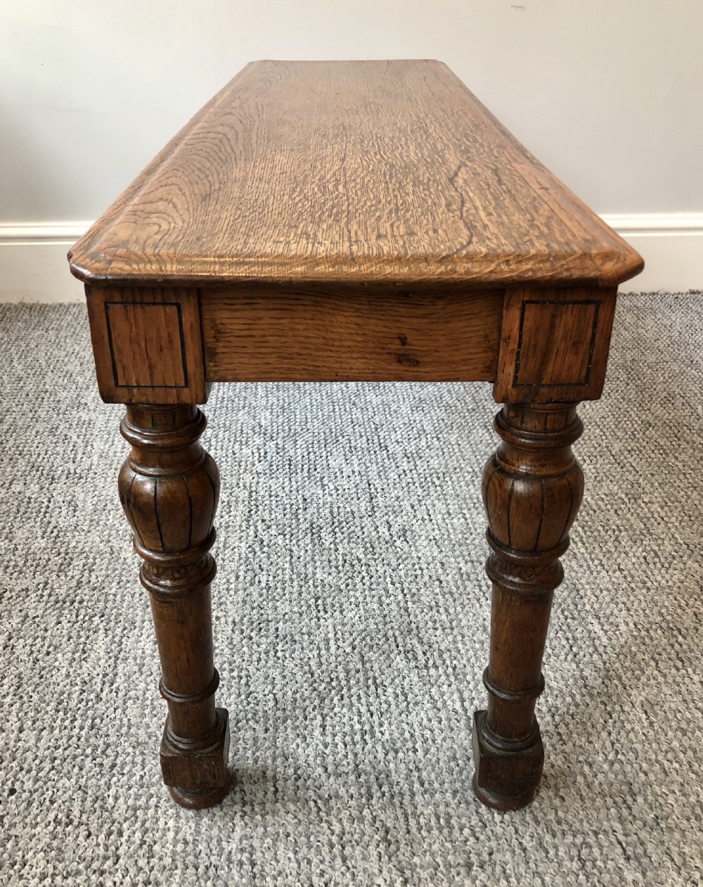 Antique Victorian Oak Hall Bench View X