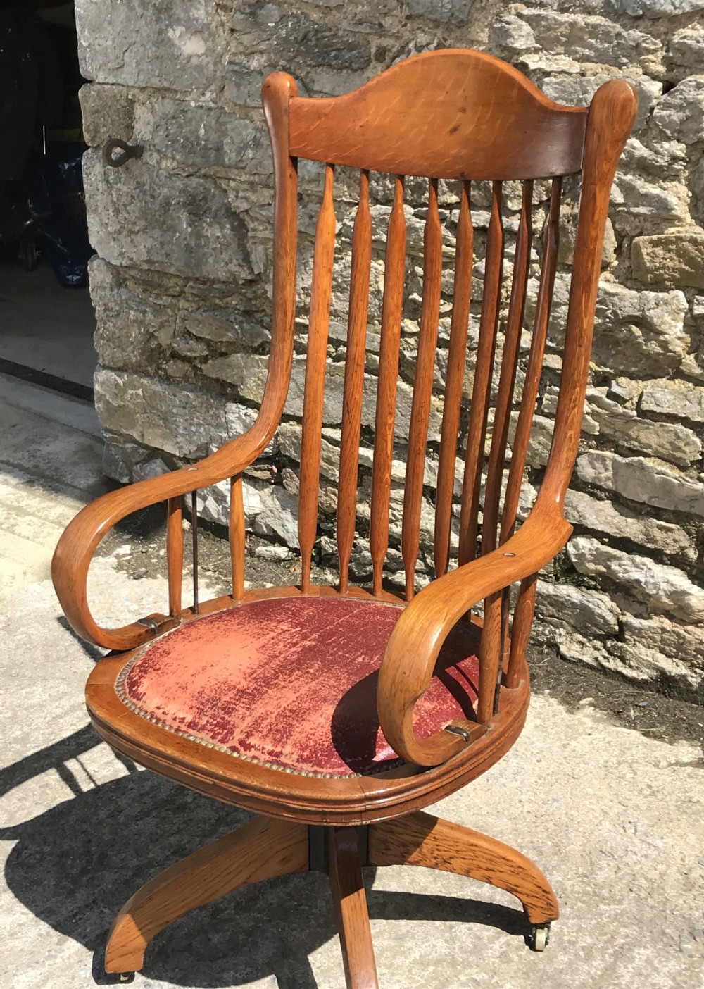 Antique American Swivel Office Desk Chair  View IX