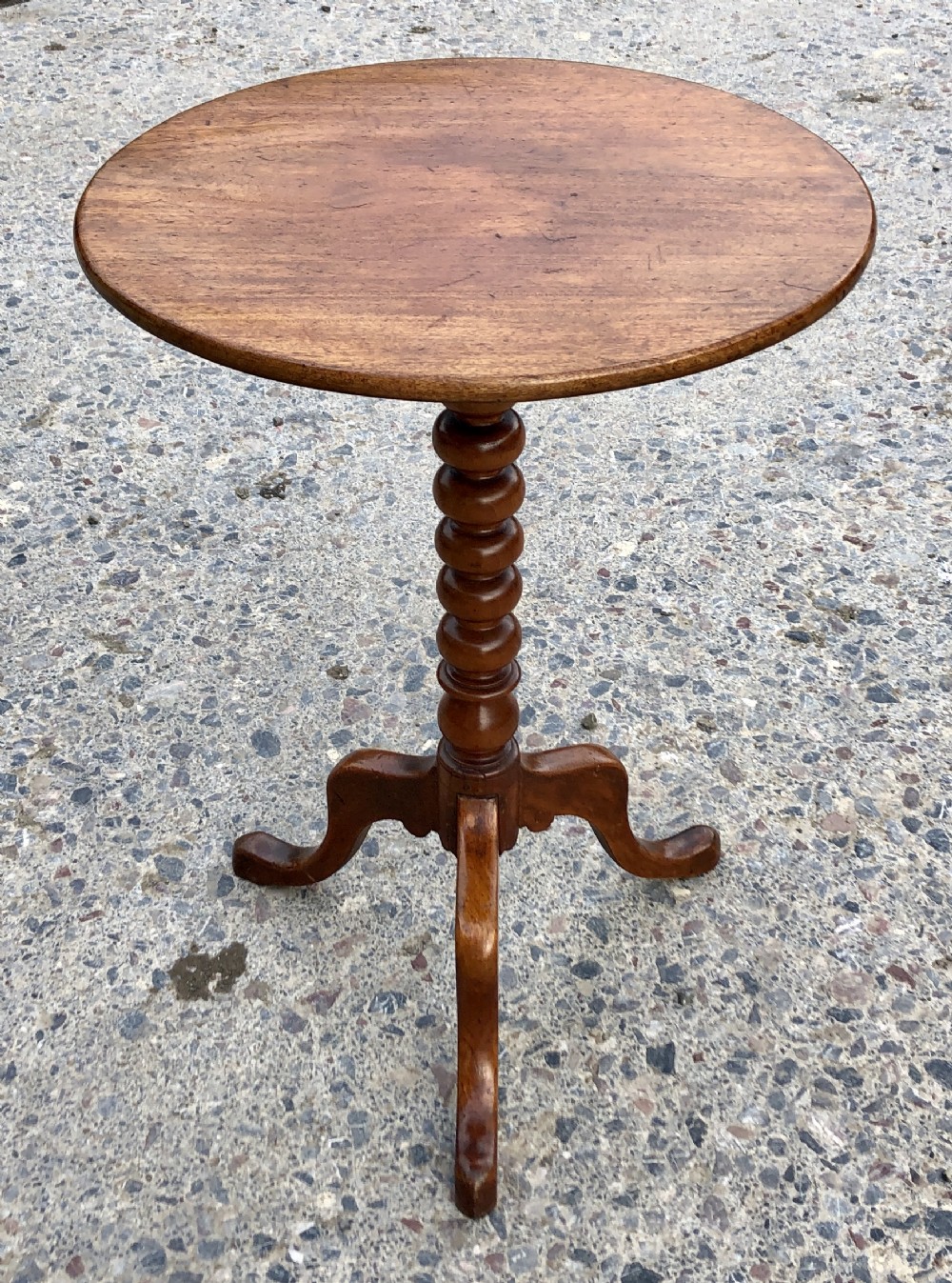 Antique Victorian Mahogany Bobbin Turned Tilt Top Occasional Table 
