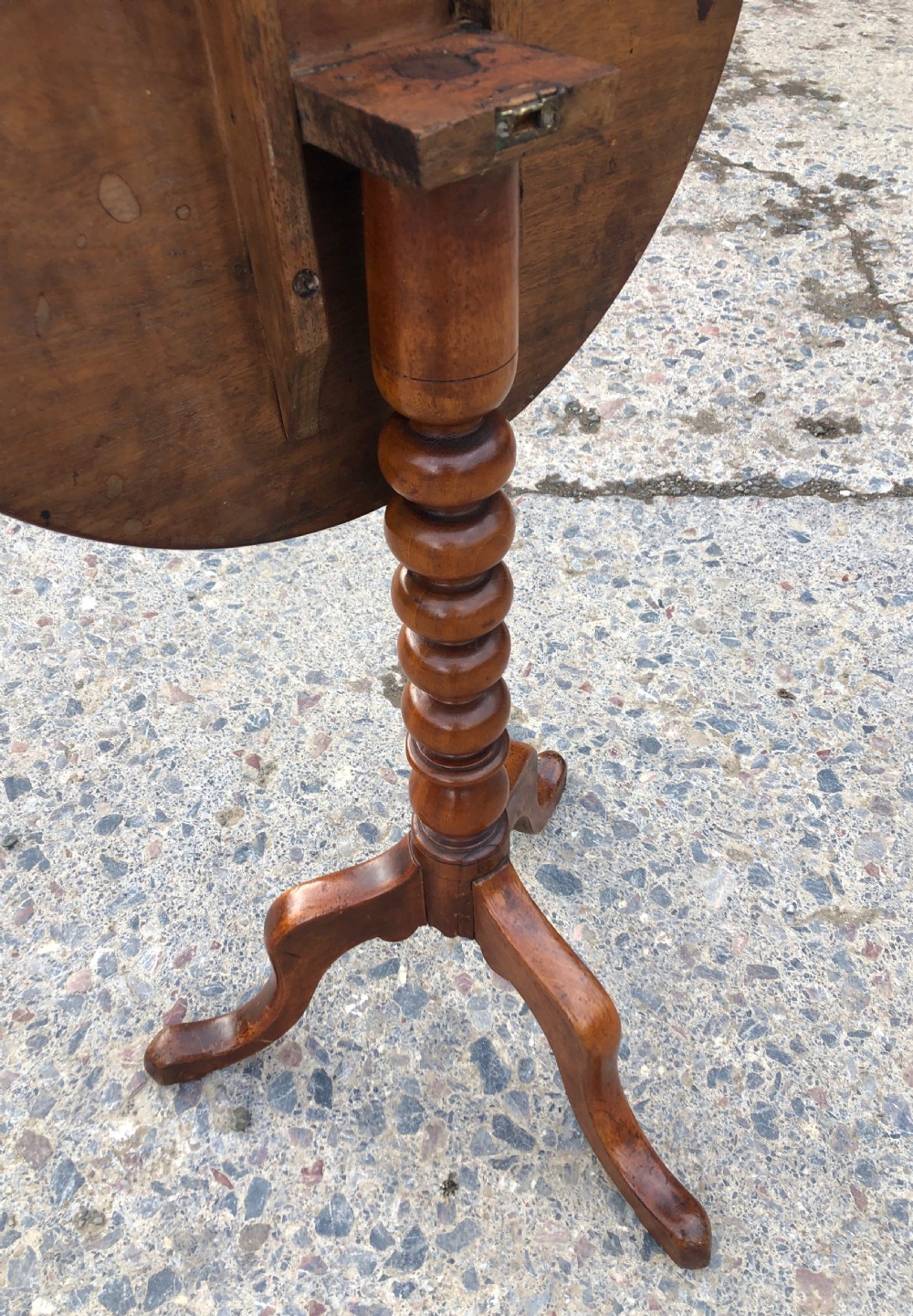 Antique Victorian Mahogany Bobbin Turned Tilt Top Occasional Table  View IX
