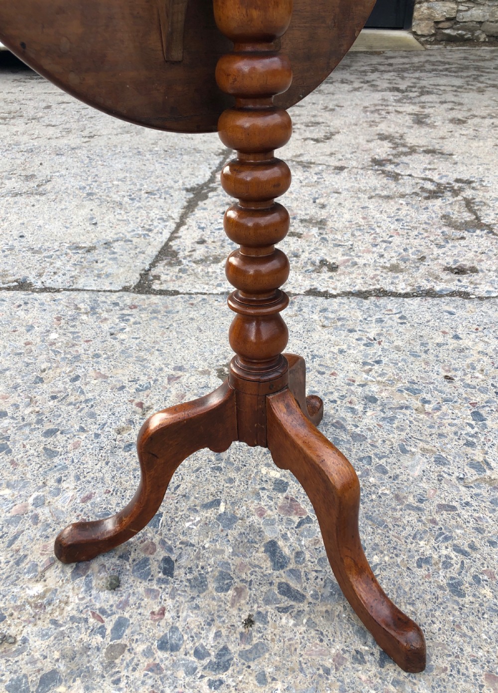 Antique Victorian Mahogany Bobbin Turned Tilt Top Occasional Table  View X