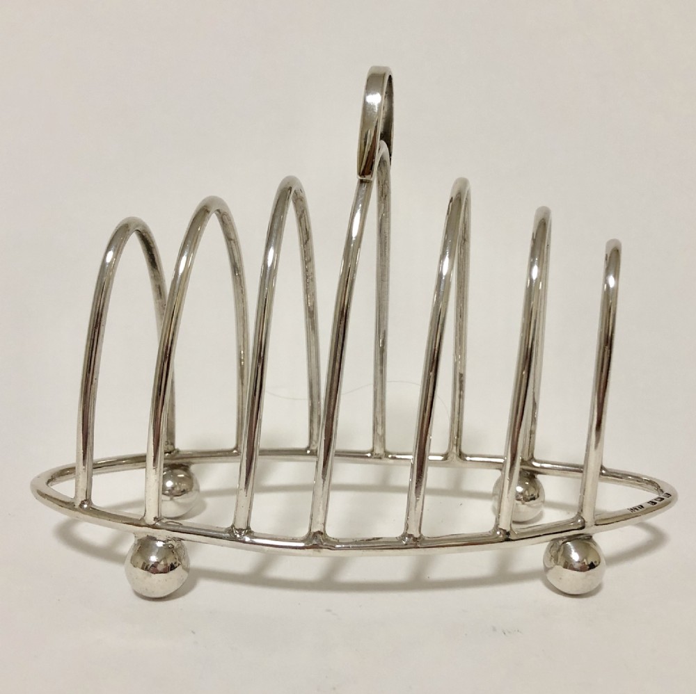 Antique Solid Sterling Silver Toast Rack 1911 George Unite View IV