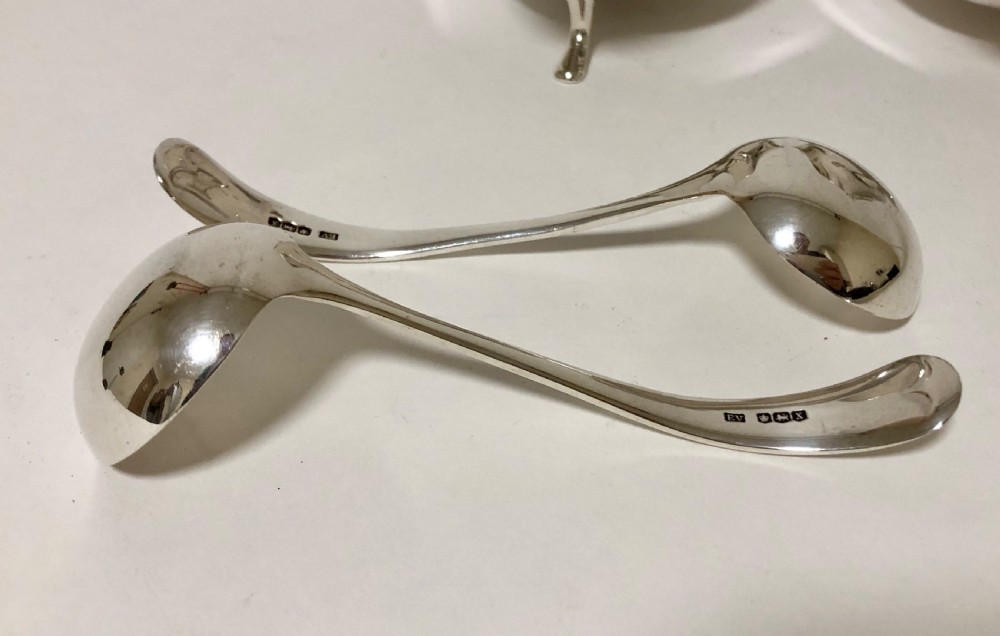 Pair of Solid Sterling Silver Sauce Boats and Ladles in Fitted Case View IX