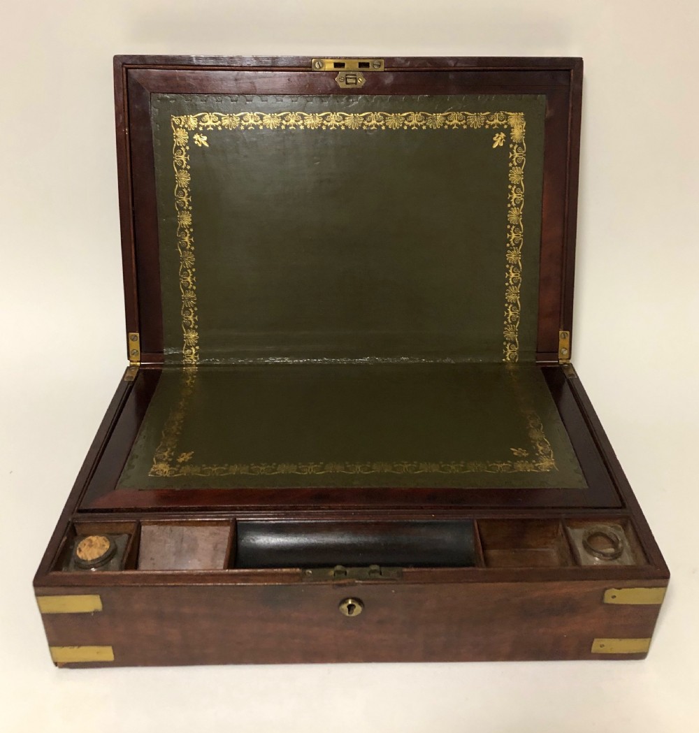 Victorian Mahogany Brass Bound Writing Slope Box with Secret Drawer