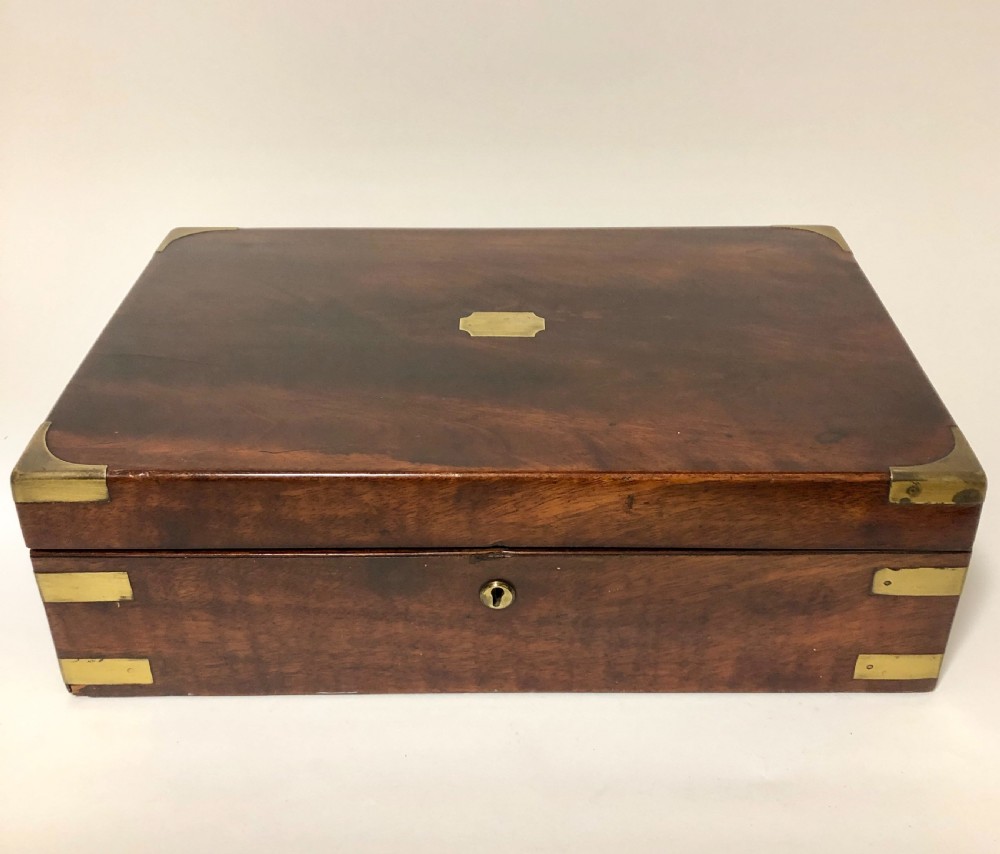 Victorian Mahogany Brass Bound Writing Slope Box with Secret Drawer View II
