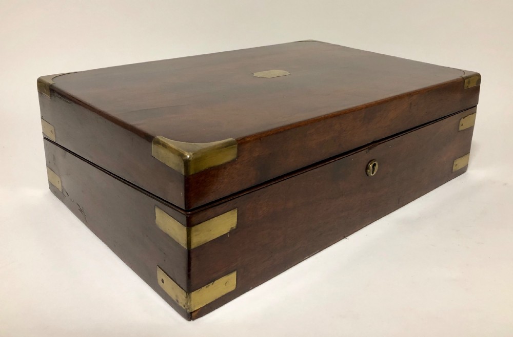 Victorian Mahogany Brass Bound Writing Slope Box with Secret Drawer View III