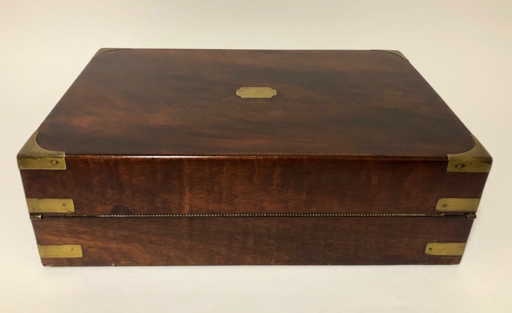 Victorian Mahogany Brass Bound Writing Slope Box with Secret Drawer View IV