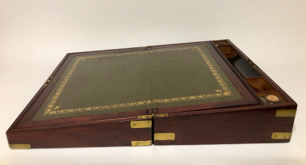 Victorian Mahogany Brass Bound Writing Slope Box with Secret Drawer View VI