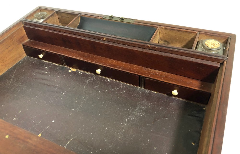 Victorian Mahogany Brass Bound Writing Slope Box with Secret Drawer View VIII